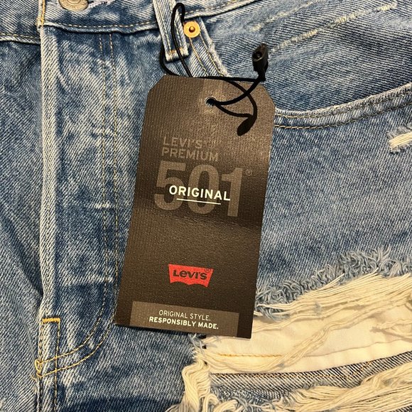 New Levi's 501 High Rise Short in Faultline Distressed Size 30 - Picture 3 of 14